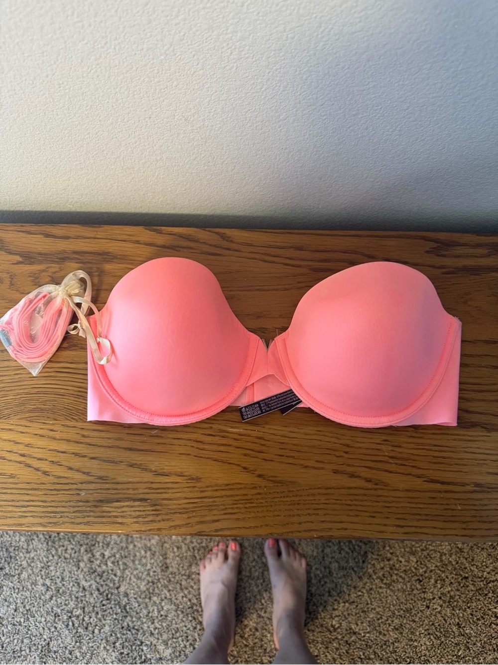 Victoria's Secret Coral Pink Strapless Push-Up Bra